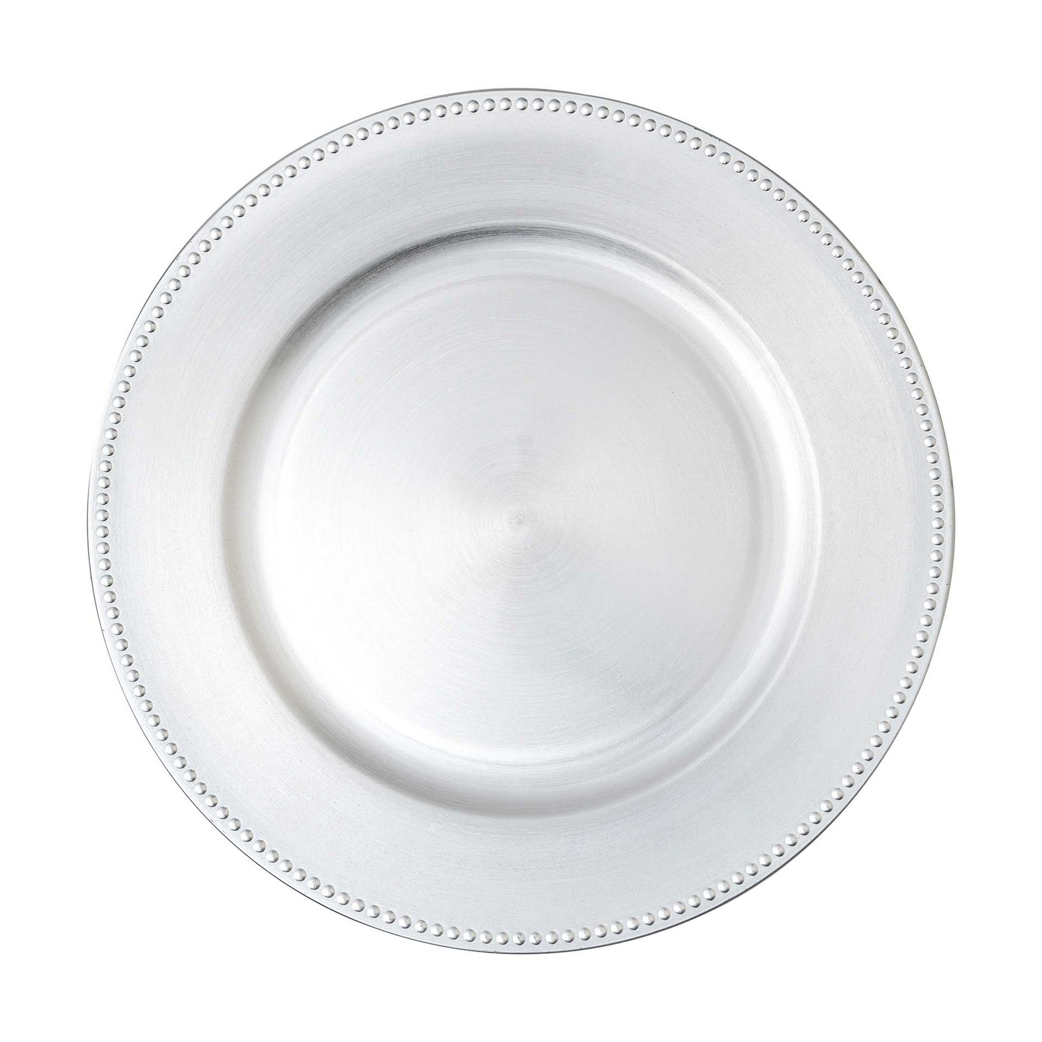 13" Plastic Charger Plate Silver